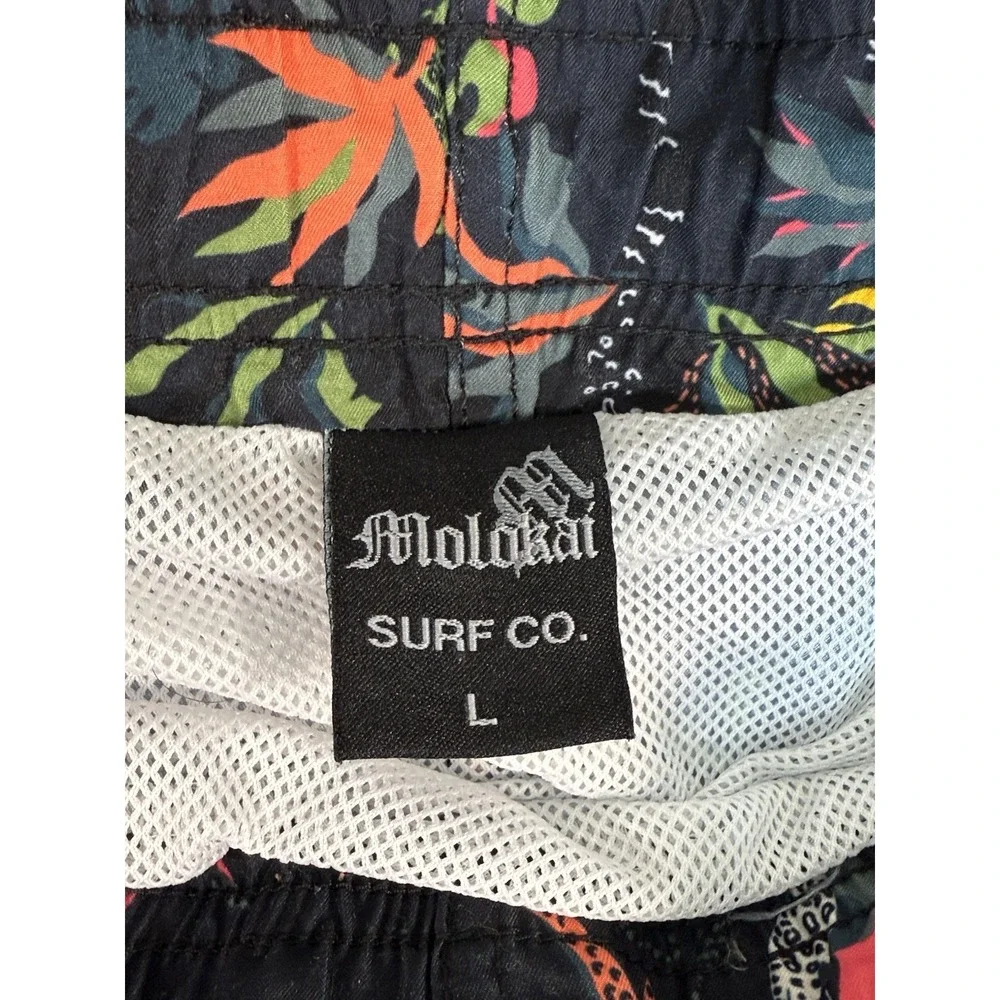 Molokai Surf Co Board Shorts Swim Trunks Size L Hawaiian Swim Trunks Parrot Navy